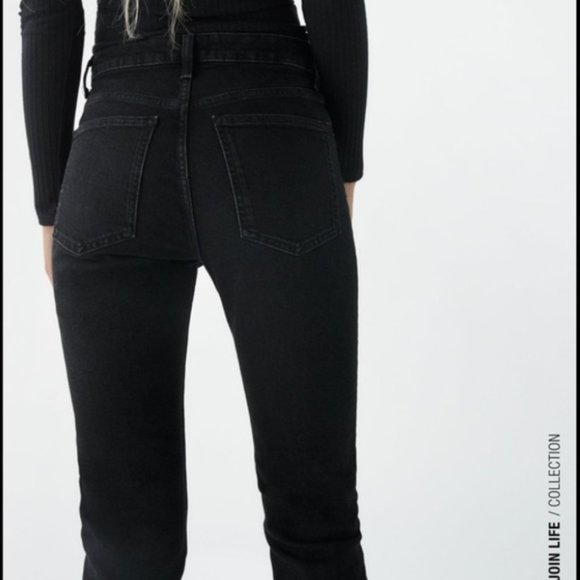 Zara Black Jeans NEW Slim Cut Hi-Rise Ankle Length Size 14 - Picture 5 of 12